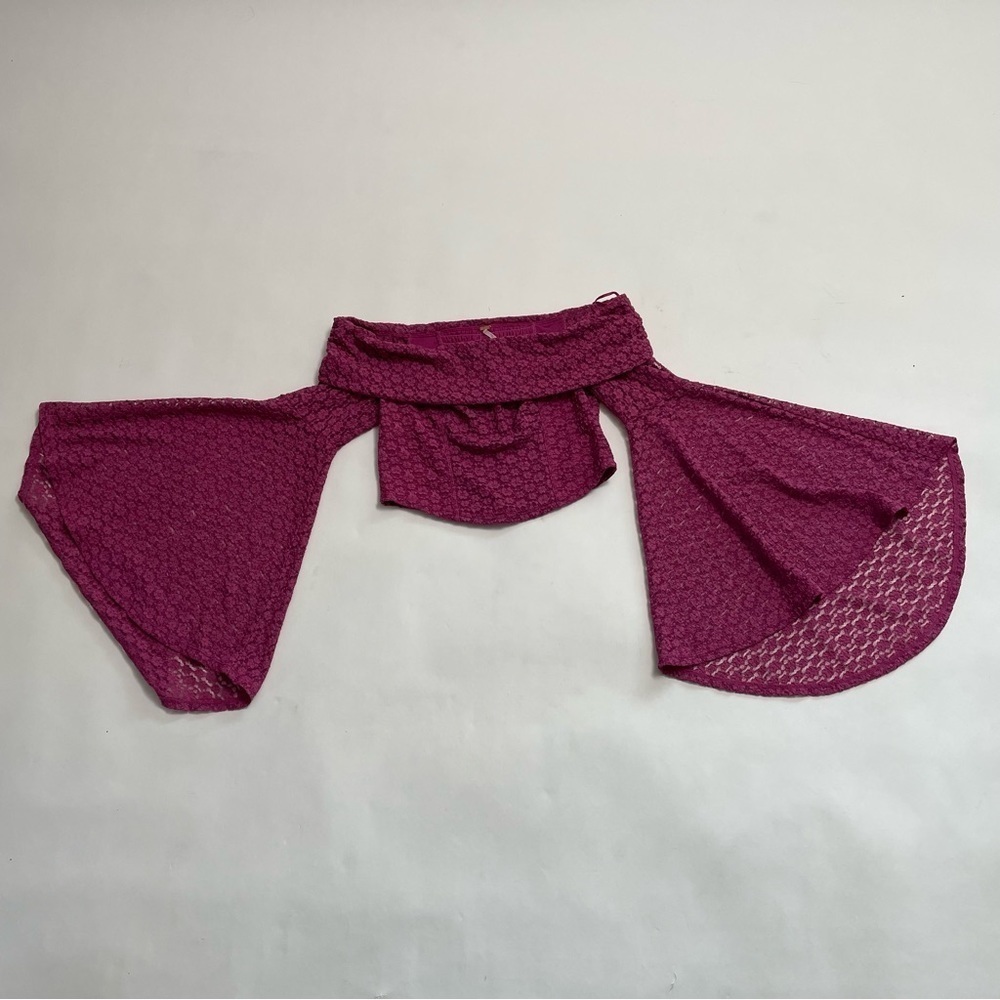 NWT FREE PEOPLE lace crop top with bell sleeves